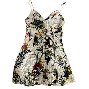 Farm Rio Button Front Wildlife Camisole Dress Size Small